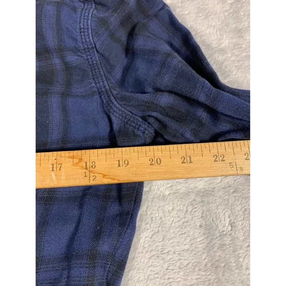 True Religion Mens S Western Pearl Snap Plaid Navy Blue Black Long Sleeve Shirt